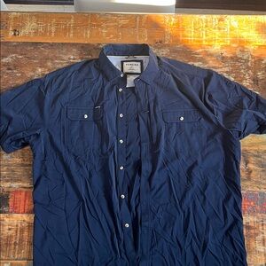 Navy Button-Up Shirt Poncho